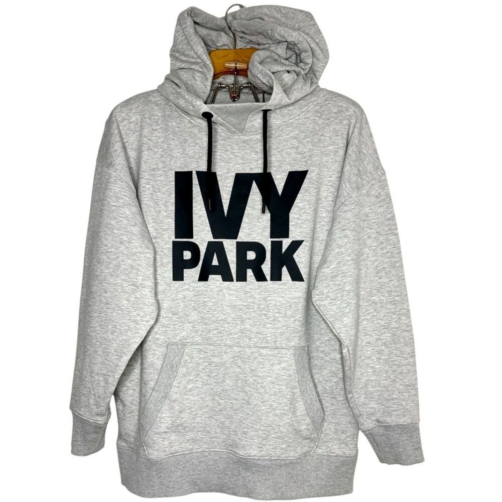 Ivy Park Logo Hoodie Oversized Gray Pullover Sweatershirt Sz: M
